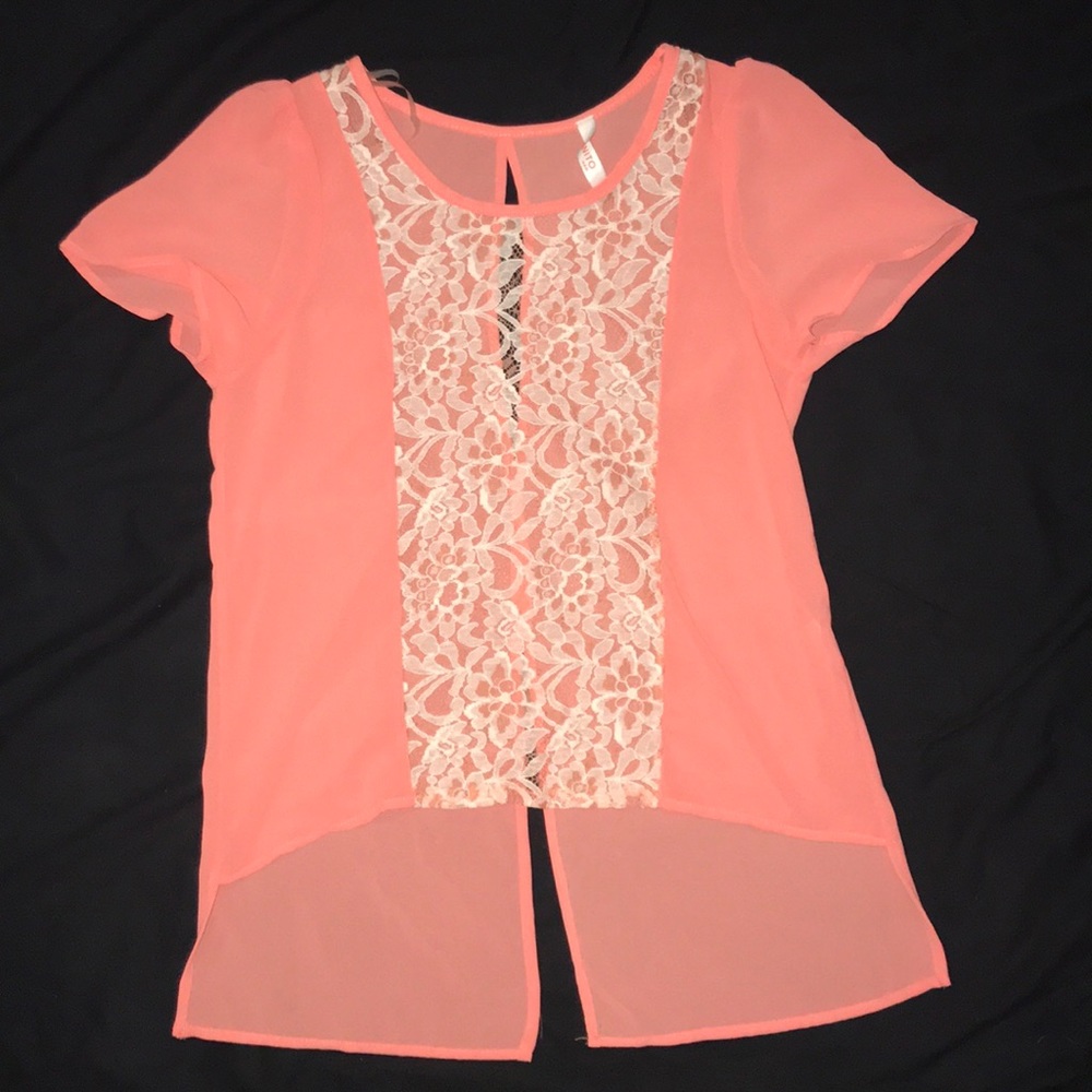 Lace Cutout High Low Top